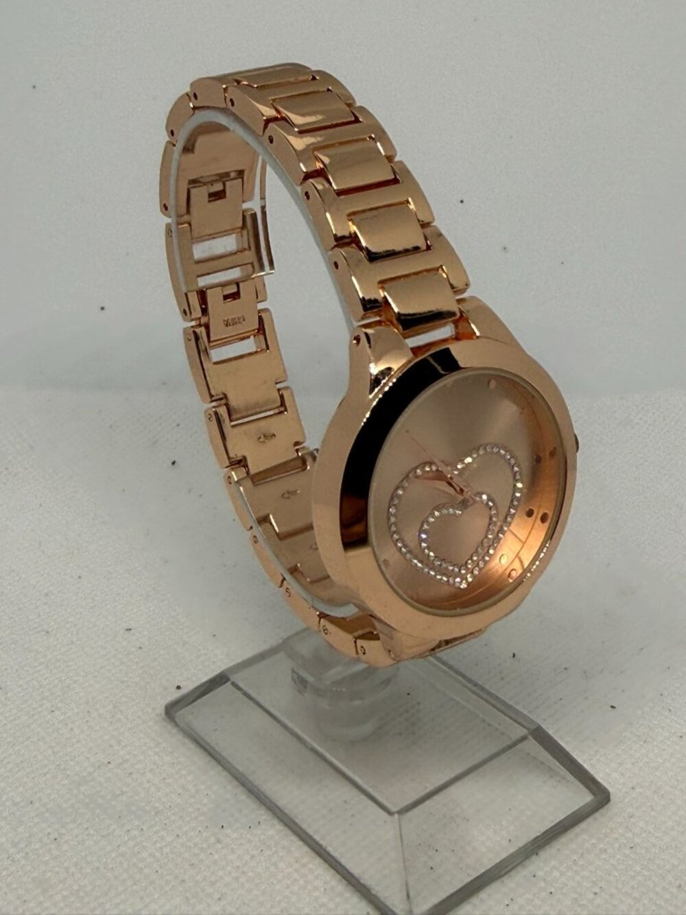 Jessica Simpson Women's 36mm Rose Gold Heart Pavé Crystal Quartz Watch w/ Box - Picture 8 of 11